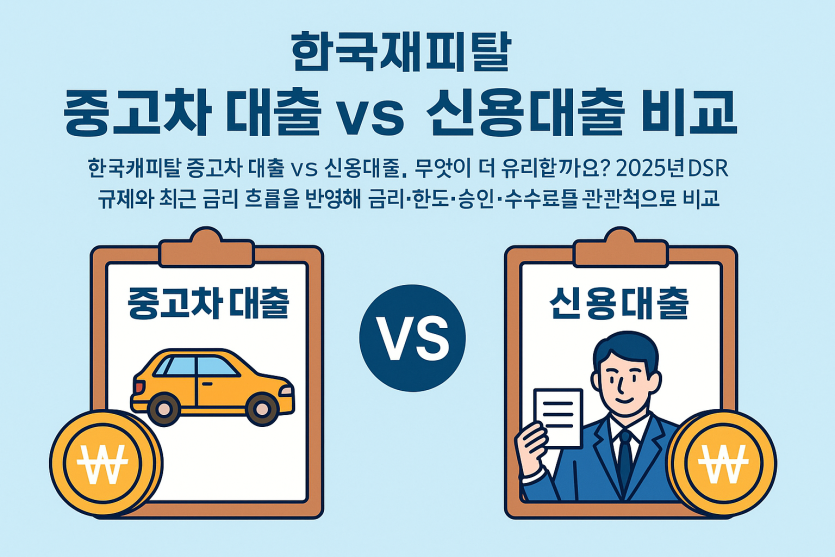 한국캐피탈 중고차 대출 vs 신용대출, 어떤 게 유리할까? 실제 사례로 비교