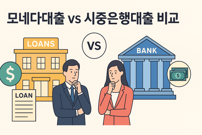 모네다대출 vs 시중은행대출 비교|금리·자격·이용대상 완벽 분석